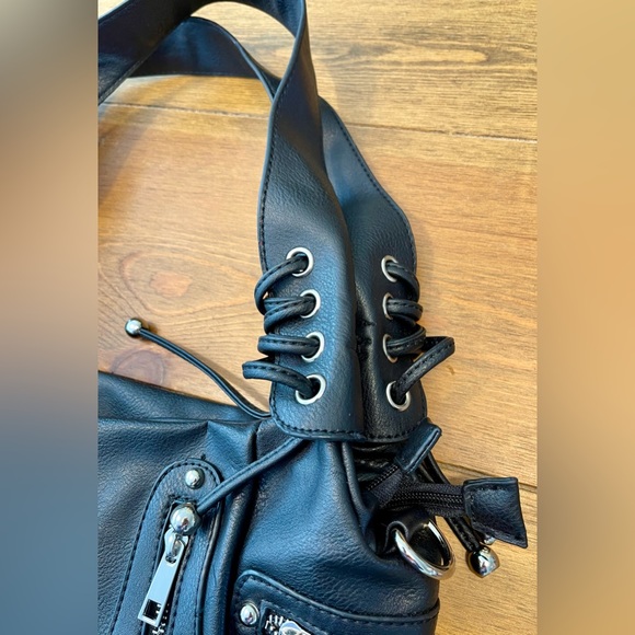 Laurel & Sunset Rockstar Biker Shoulder/Cross Body Bag | Black | Pockets Galore! - Picture 5 of 14
